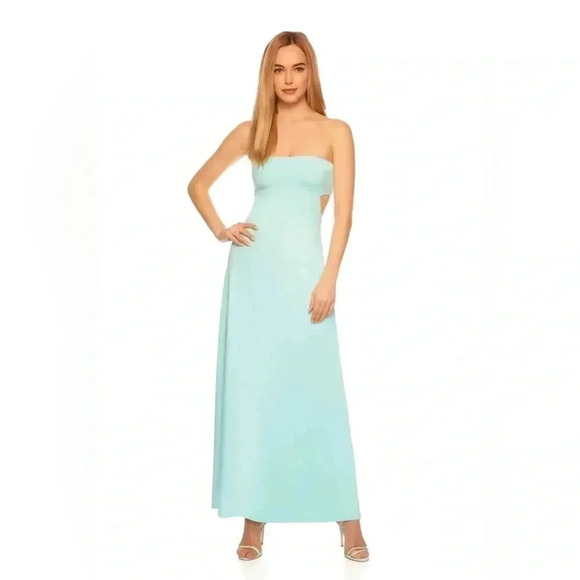 NWT Revolve Susana Monaco Strapless Tube Open Back Long Maxi Dress Mint Creme - Picture 2 of 16